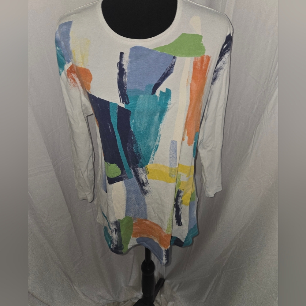 Relaxed Blue and Green Graphic Tunic